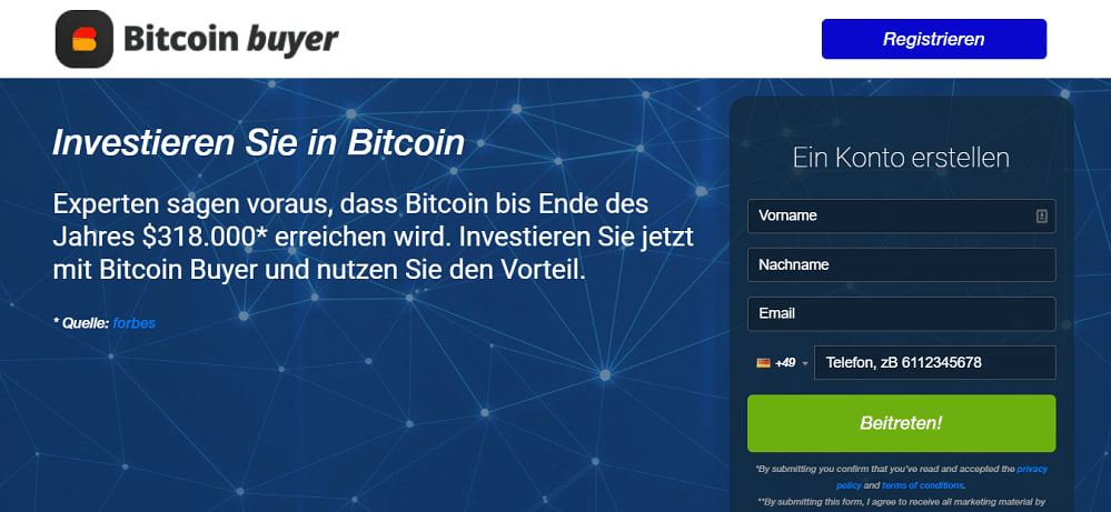 Bitcoin Buyer homepage 1